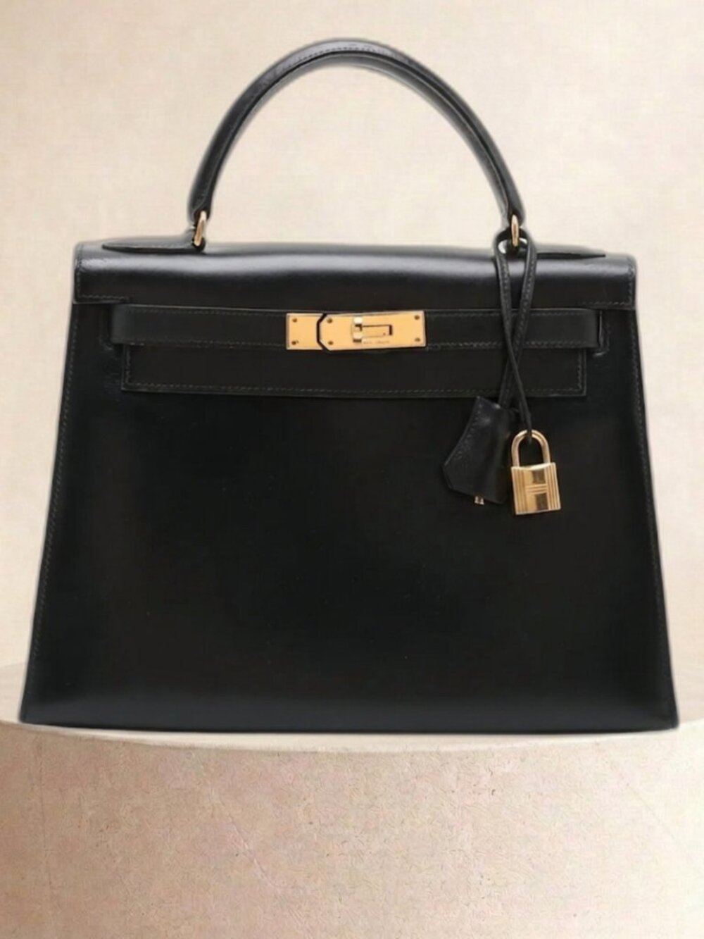 Hermes Kelly 28 Sellier Black Box Calf GHW